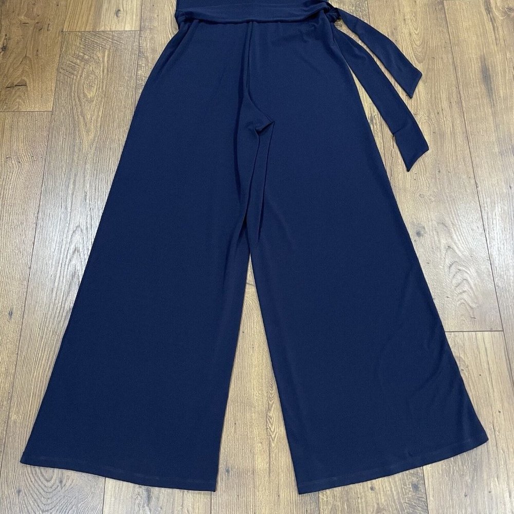 Ralph Lauren Navy Sleeveless Wide-Leg Jumpsuit with White Trim - Picture 9 of 14